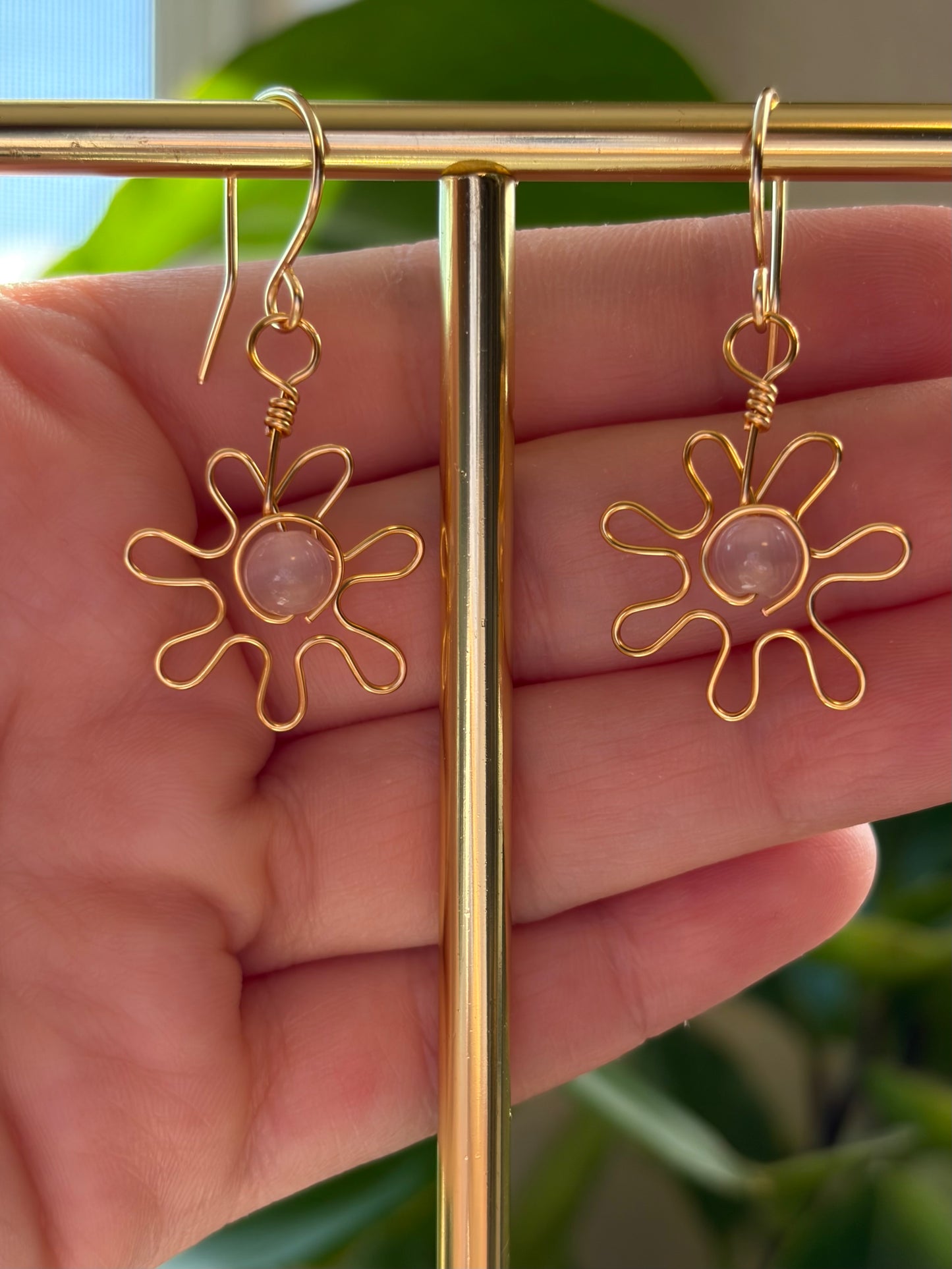 Pink Funky Flower Earrings