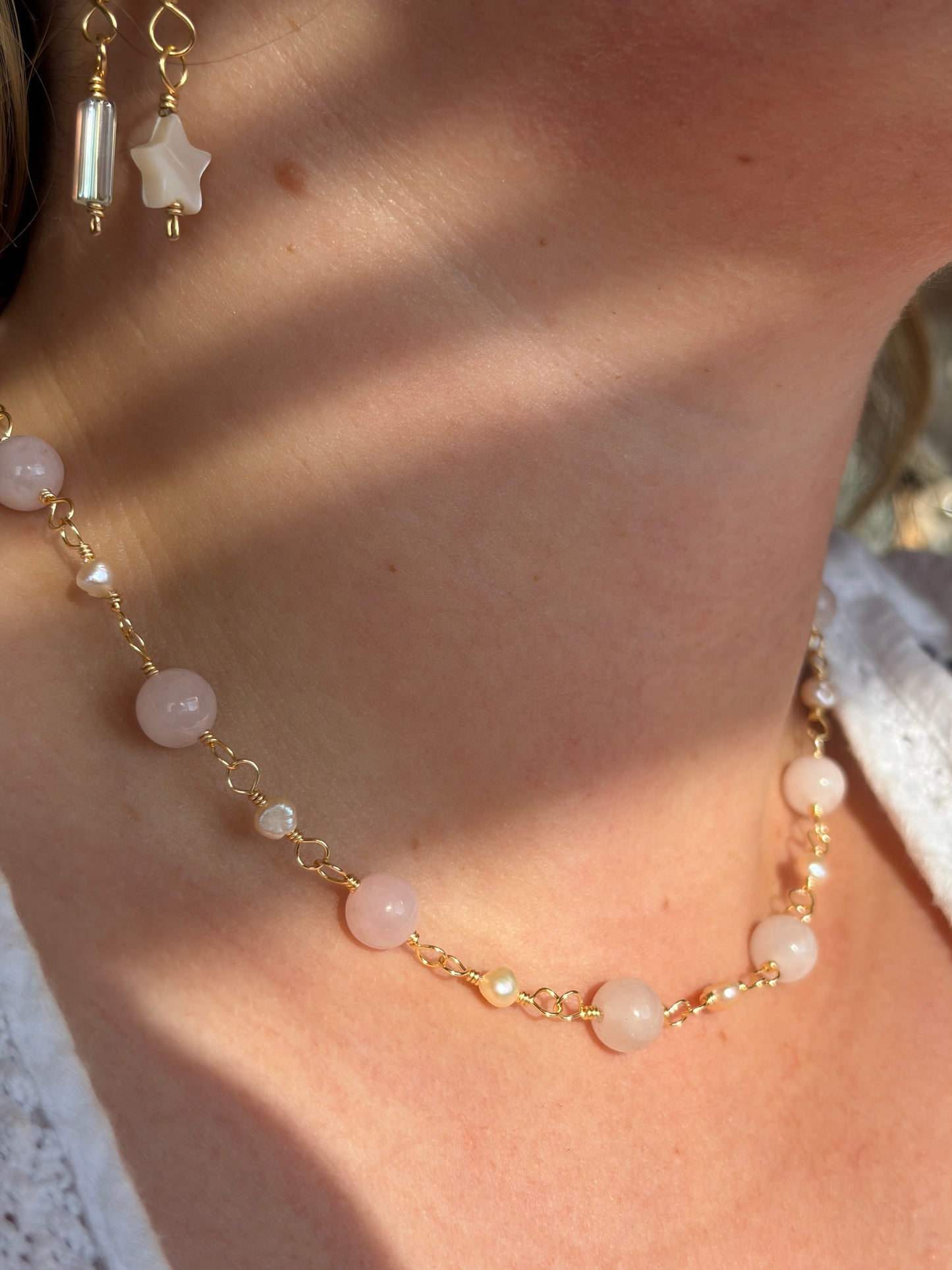 Rose Quartz and Pearl Necklace