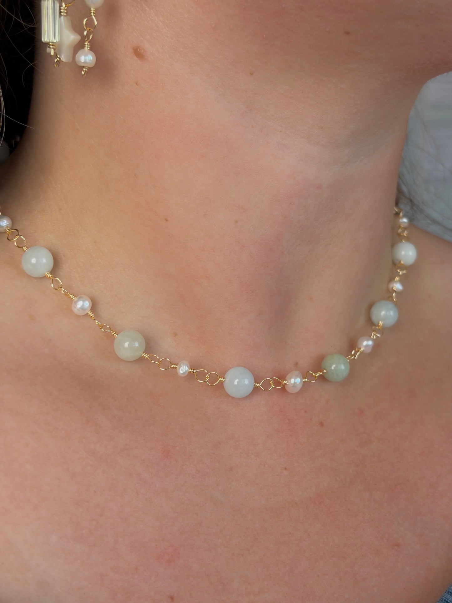 Pearl and Aquamarine Necklace