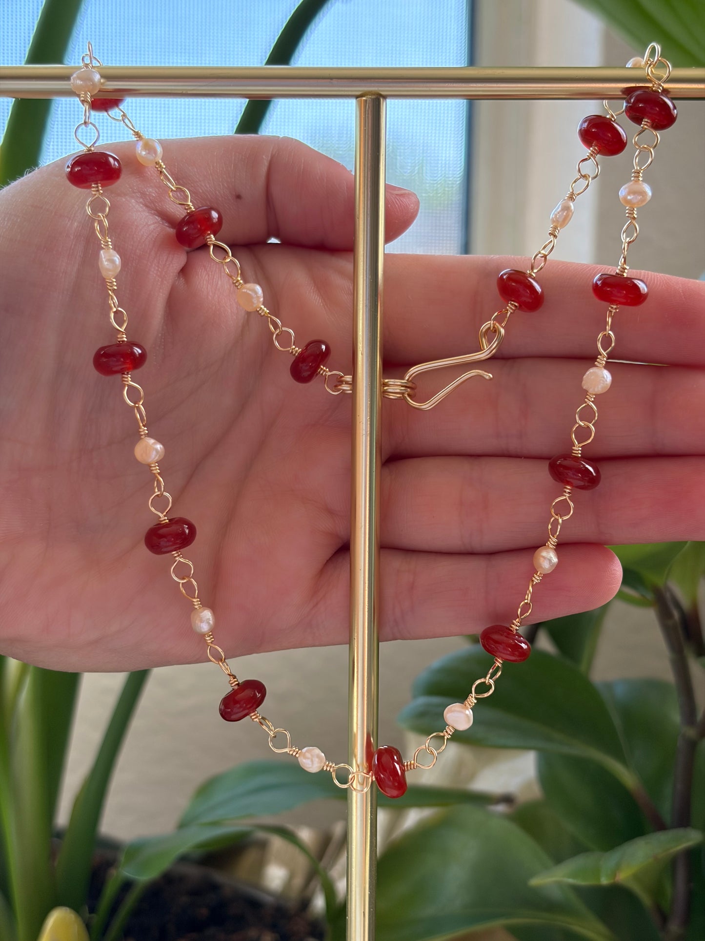 Carnelian and Pearl Necklace