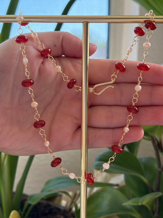 Carnelian and Pearl Necklace