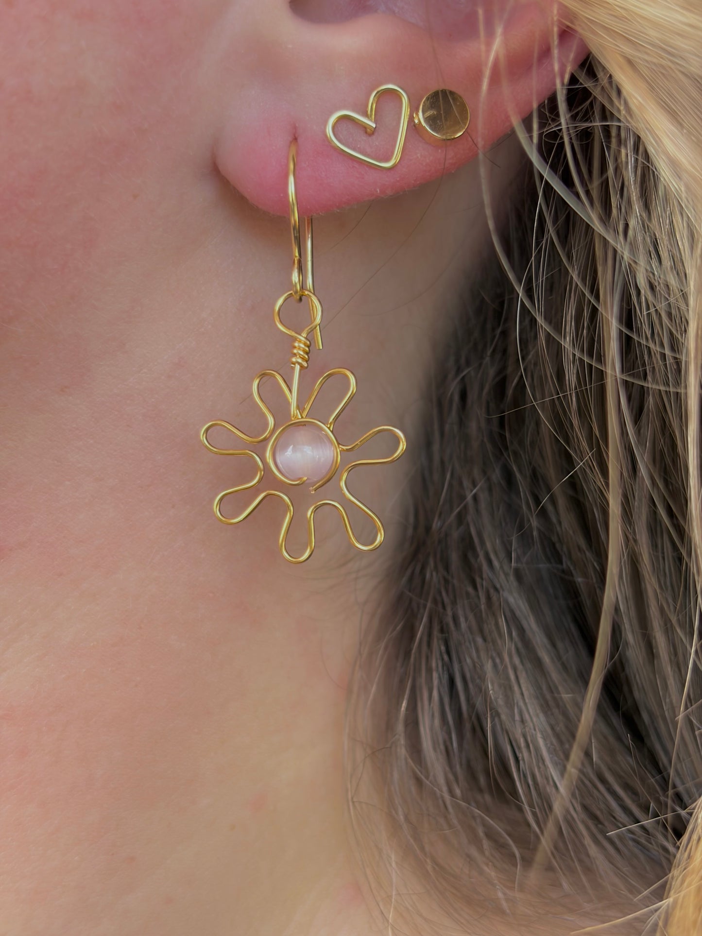 Pink Funky Flower Earrings