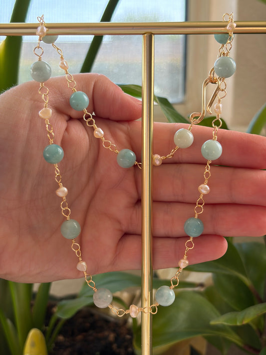 Amazonite and Pearl Necklace